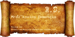 Mrákovics Demetria névjegykártya